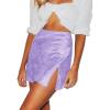 imageLYANER Womens Elegant Jacquard Side Split Slit Zipper High Waist Mini Short SkirtLight Purple