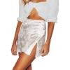 imageLYANER Womens Elegant Jacquard Side Split Slit Zipper High Waist Mini Short SkirtWhite