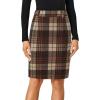 imageLYANER Womens Elegant Plaid Zipper High Waist Bodycon Fall Pencil Midi Skirt Knee LengthCaramel