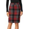 imageLYANER Womens Elegant Plaid Zipper High Waist Bodycon Fall Pencil Midi Skirt Knee LengthRed