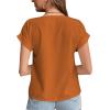 imageLYANER Womens Casual Notched V Neck Rolled Short Sleeve Work Blouse TShirt TopCaramel