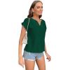 imageLYANER Womens Casual Notched V Neck Rolled Short Sleeve Work Blouse TShirt TopDark Green