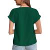 imageLYANER Womens Casual Notched V Neck Rolled Short Sleeve Work Blouse TShirt TopDark Green