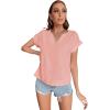 imageLYANER Womens Casual Notched V Neck Rolled Short Sleeve Work Blouse TShirt TopDusty Pink