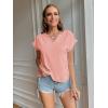 imageLYANER Womens Casual Notched V Neck Rolled Short Sleeve Work Blouse TShirt TopDusty Pink