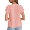 imageLYANER Womens Casual Notched V Neck Rolled Short Sleeve Work Blouse TShirt TopDusty Pink