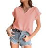 imageLYANER Womens Casual Notched V Neck Rolled Short Sleeve Work Blouse TShirt TopDusty Pink