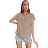 imageLYANER Womens Casual Notched V Neck Rolled Short Sleeve Work Blouse TShirt TopKhaki