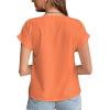 imageLYANER Womens Casual Notched V Neck Rolled Short Sleeve Work Blouse TShirt TopLight Orange