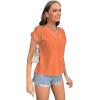 imageLYANER Womens Casual Notched V Neck Rolled Short Sleeve Work Blouse TShirt TopLight Orange