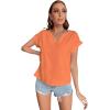 imageLYANER Womens Casual Notched V Neck Rolled Short Sleeve Work Blouse TShirt TopLight Orange