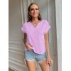 imageLYANER Womens Casual Notched V Neck Rolled Short Sleeve Work Blouse TShirt TopLight Purple