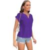imageLYANER Womens Casual Notched V Neck Rolled Short Sleeve Work Blouse TShirt TopPurple