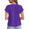 imageLYANER Womens Casual Notched V Neck Rolled Short Sleeve Work Blouse TShirt TopPurple