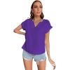 imageLYANER Womens Casual Notched V Neck Rolled Short Sleeve Work Blouse TShirt TopPurple