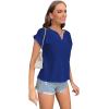 imageLYANER Womens Casual Notched V Neck Rolled Short Sleeve Work Blouse TShirt TopRoyal Blue