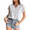 imageLYANER Womens Casual Notched V Neck Rolled Short Sleeve Work Blouse TShirt TopWhite