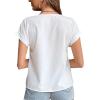imageLYANER Womens Casual Notched V Neck Rolled Short Sleeve Work Blouse TShirt TopWhite