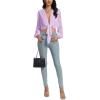 imageLYANER Womens Deep V Neck Tie Knot Front Long Sleeve Sexy Wrap Cover Ups Crop Top Blouse Light Purple XLarge