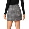 imageLYANER Womens Fall Winter Plaid Mini Skirt High Waist Button Zipper Bodycon Pencil Short Skirts with PocketsBlack White