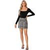 imageLYANER Womens Fall Winter Plaid Mini Skirt High Waist Button Zipper Bodycon Pencil Short Skirts with PocketsBlack White
