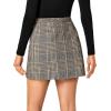 imageLYANER Womens Fall Winter Plaid Mini Skirt High Waist Button Zipper Bodycon Pencil Short Skirts with PocketsLight Brown