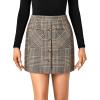 imageLYANER Womens Fall Winter Plaid Mini Skirt High Waist Button Zipper Bodycon Pencil Short Skirts with PocketsLight Brown