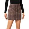 imageLYANER Womens Fall Winter Plaid Mini Skirt High Waist Button Zipper Bodycon Pencil Short Skirts with PocketsRed