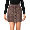 imageLYANER Womens Fall Winter Plaid Mini Skirt High Waist Button Zipper Bodycon Pencil Short Skirts with PocketsRed