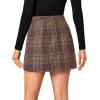 imageLYANER Womens Fall Winter Plaid Mini Skirt High Waist Button Zipper Bodycon Pencil Short Skirts with PocketsRed