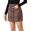 imageLYANER Womens Fall Winter Plaid Mini Skirt High Waist Button Zipper Bodycon Pencil Short Skirts with PocketsRed