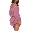 imageLYANER Womens Jumpsuit Lantern Long Sleeve Ruffle Layer Tie Mini Short RomperDusty Purple