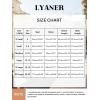 imageLYANER Womens Jumpsuit Lantern Long Sleeve Ruffle Layer Tie Mini Short RomperRed