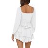 imageLYANER Womens Jumpsuit Lantern Long Sleeve Ruffle Layer Tie Mini Short RomperSolid White