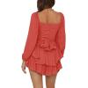 imageLYANER Womens Jumpsuit Lantern Long Sleeve Ruffle Layer Tie Mini Short RomperWatermelon Red
