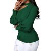 imageLYANER Womens Sexy One Shoulder Lantern Long Sleeve Blouse Shirt TopDark Green