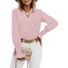imageLYANER Womens V Neck Shirred Bell Long Sleeve Blouse Casual Tunic TopLight Pink