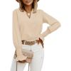imageLYANER Womens V Neck Shirred Bell Long Sleeve Blouse Casual Tunic TopOffwhite