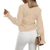 imageLYANER Womens V Neck Shirred Bell Long Sleeve Blouse Casual Tunic TopOffwhite