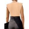 imageLYANER Womens Wraped V Neck Ruched Sleeveless Tank Leotard Bodysuit TopBeige