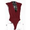 imageLYANER Womens Wraped V Neck Ruched Sleeveless Tank Leotard Bodysuit TopBurgundy