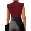 imageLYANER Womens Wraped V Neck Ruched Sleeveless Tank Leotard Bodysuit TopBurgundy