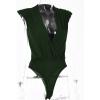 imageLYANER Womens Wraped V Neck Ruched Sleeveless Tank Leotard Bodysuit TopDark Green