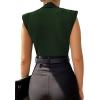 imageLYANER Womens Wraped V Neck Ruched Sleeveless Tank Leotard Bodysuit TopDark Green