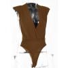 imageLYANER Womens Wraped V Neck Ruched Sleeveless Tank Leotard Bodysuit TopDeep Brown