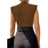 imageLYANER Womens Wraped V Neck Ruched Sleeveless Tank Leotard Bodysuit TopDeep Brown