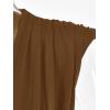 imageLYANER Womens Wraped V Neck Ruched Sleeveless Tank Leotard Bodysuit TopDeep Brown