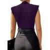 imageLYANER Womens Wraped V Neck Ruched Sleeveless Tank Leotard Bodysuit TopDeep Purple