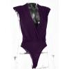 imageLYANER Womens Wraped V Neck Ruched Sleeveless Tank Leotard Bodysuit TopDeep Purple