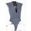imageLYANER Womens Wraped V Neck Ruched Sleeveless Tank Leotard Bodysuit TopDusty Blue